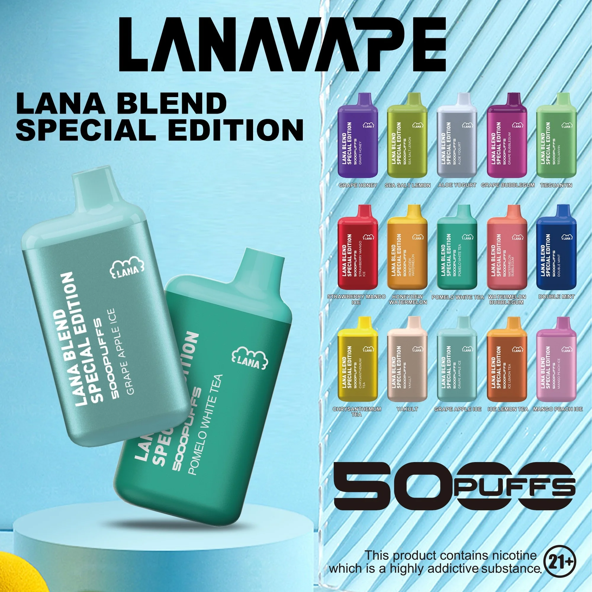 LANA 5000口 拋棄式電子煙 ｜ 豐富口味 · 口感細膩 ｜ LANAVAPE 台灣官網現貨